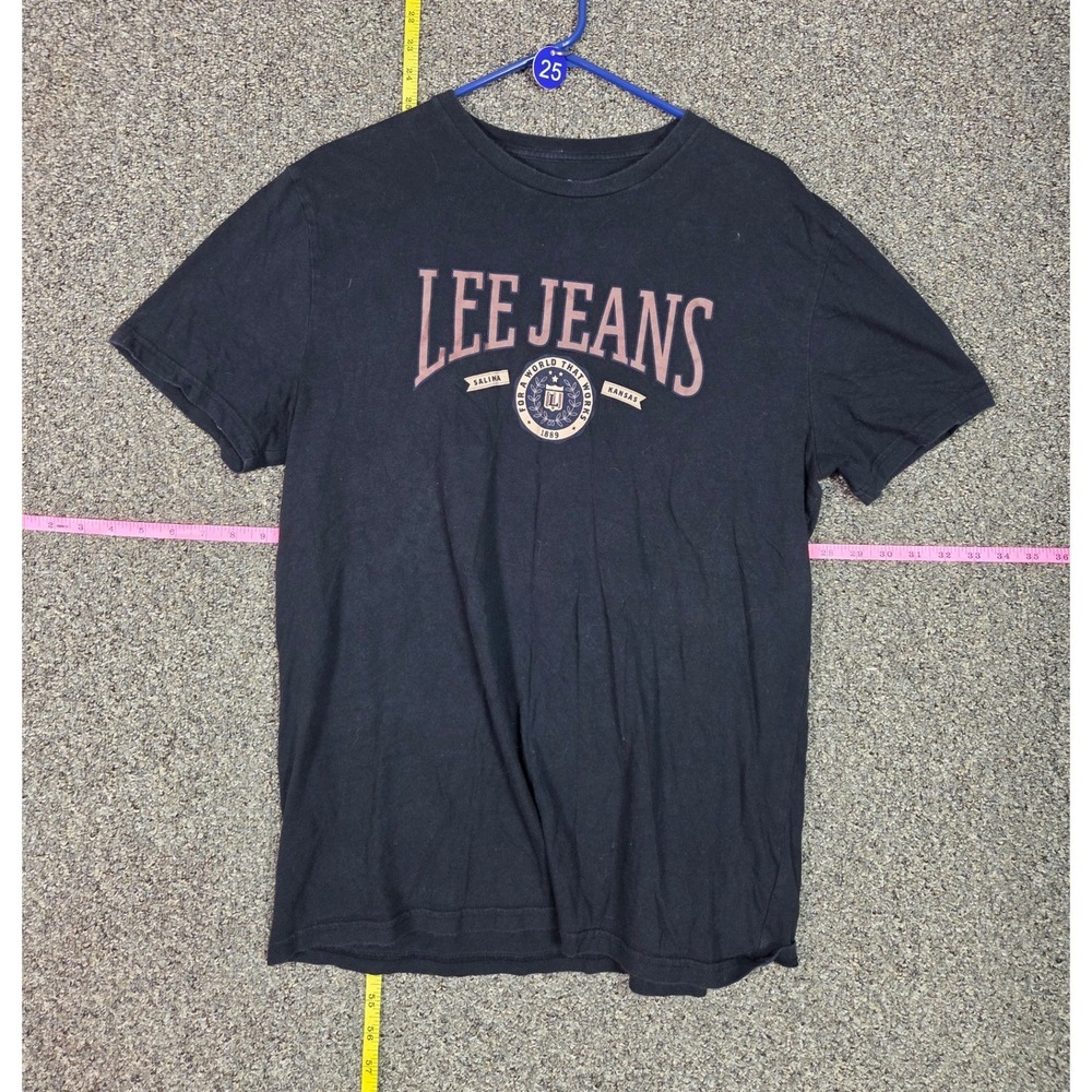 Lee Jeans T-Shirt Mens Large Black Graphic Salina Kansas Heritage Tee